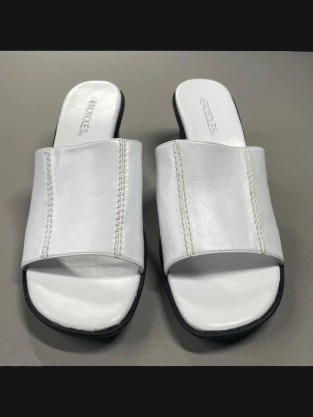 NEW Aerosoles Shoes Womens 9.5 white black leather local time heels cocktail - Picture 3 of 12